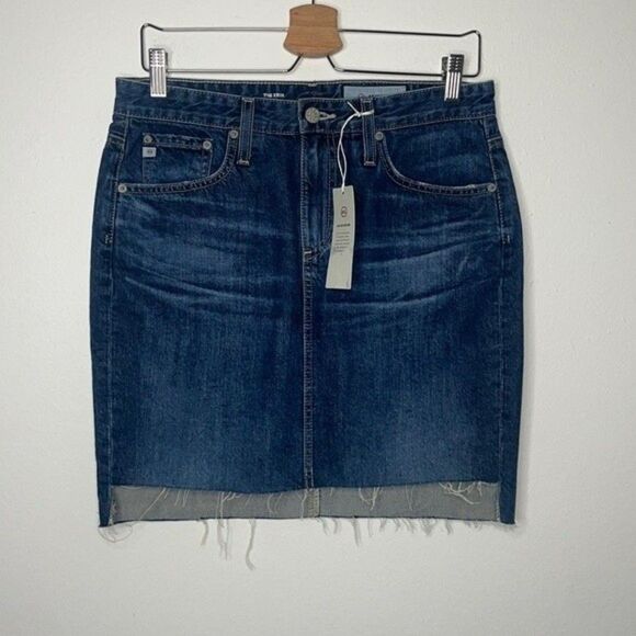 AG Adriano Goldschmied Womens Size 29 Erin Pencil Skirt Denim Step Up Hem Frayed - Picture 7 of 12